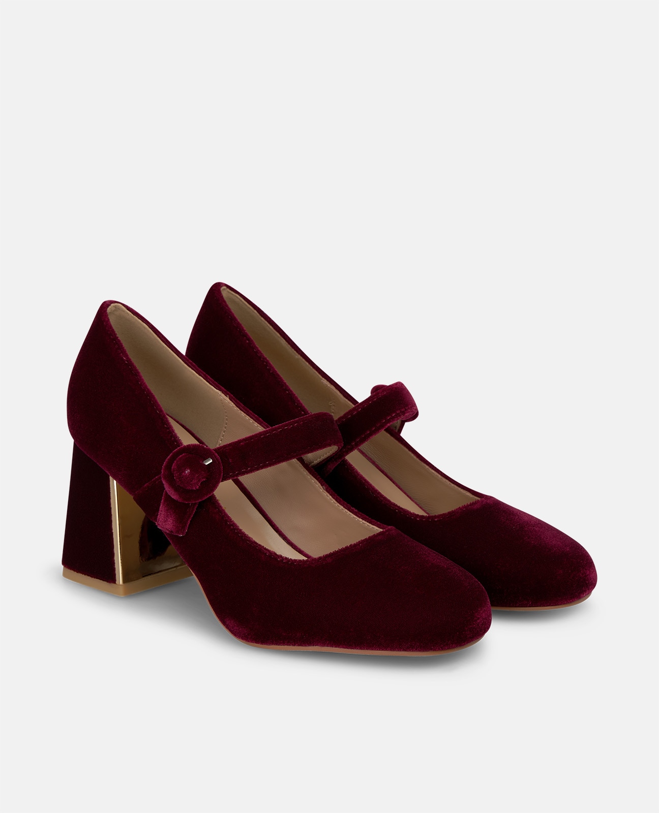 Zapatos de salón de mujer en terciopelo con cierre de hebilla - Burdeos Burdeos-3