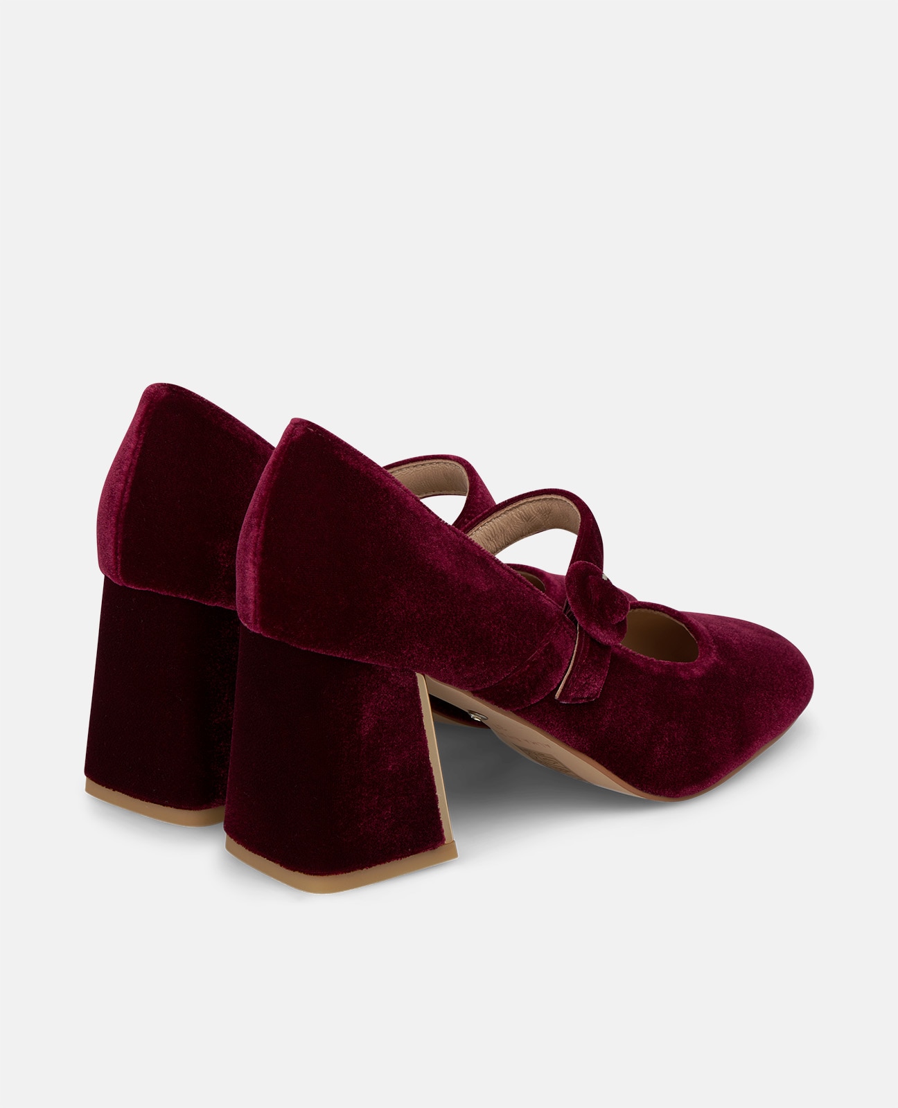 Zapatos de salón de mujer en terciopelo con cierre de hebilla - Burdeos Burdeos-2
