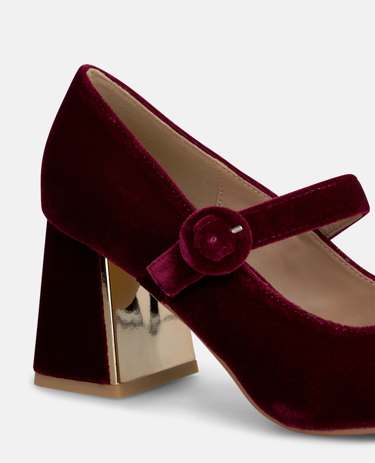 Zapatos de salón de mujer en terciopelo con cierre de hebilla - Burdeos Burdeos-4