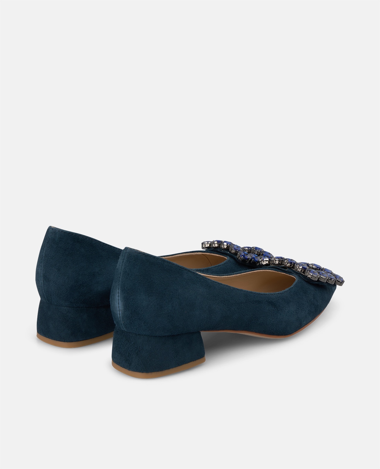 Zapatos de salón de mujer en ante con adorno frontal - Alma en Pena - Azul marino Azul marino-2