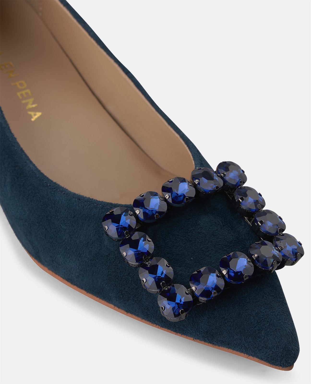 Zapatos de salón de mujer en ante con adorno frontal - Alma en Pena - Azul marino Azul marino-4