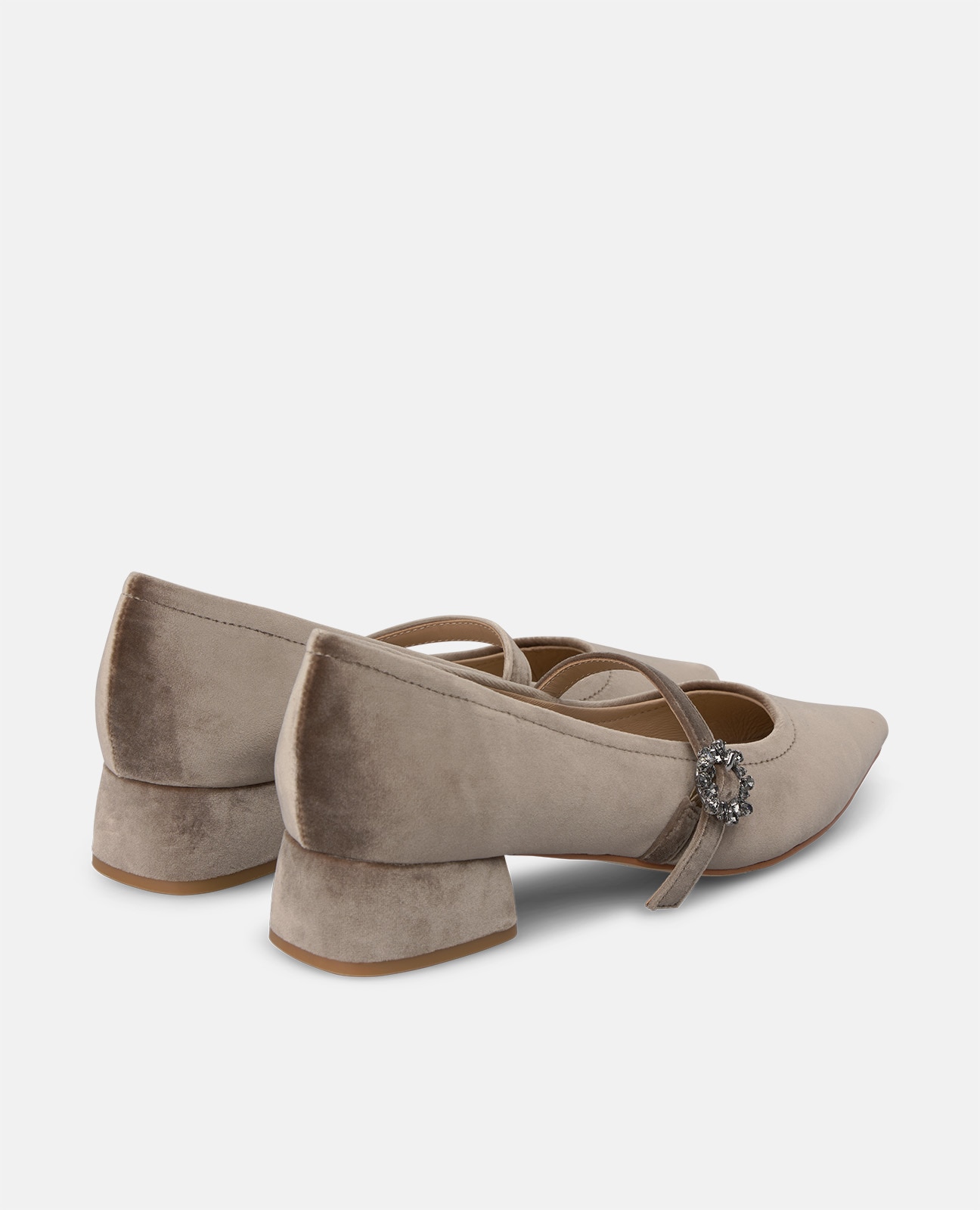 Zapatos de salón de mujer en terciopelo con cierre de hebilla - Alma en Pena - Visón Visón-2