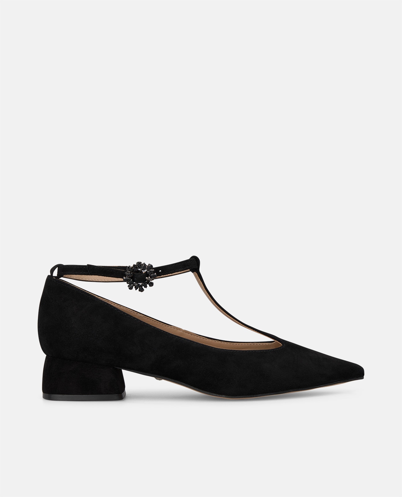 Zapatos de salón de mujer en ante con hebilla de flor - Alma en Pena - Negro Negro-1