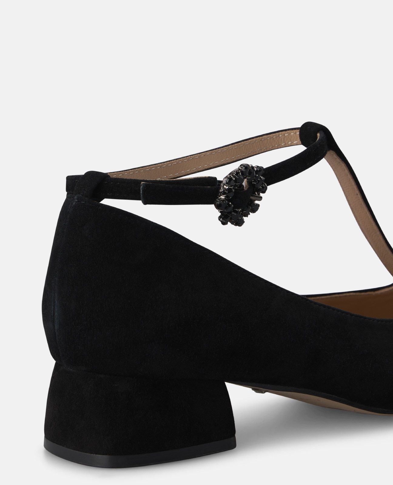 Zapatos de salón de mujer en ante con hebilla de flor - Alma en Pena - Negro Negro-4