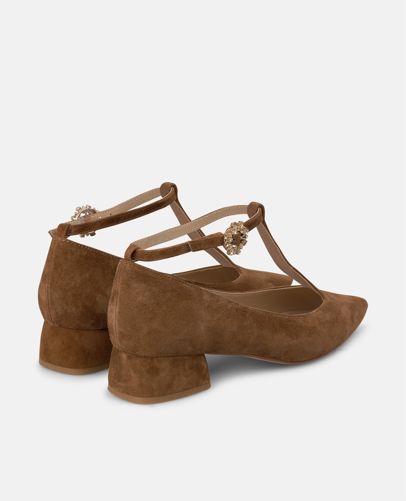 Zapatos de salón de mujer en ante con hebilla de flor - Alma en Pena - Camel Camel-2