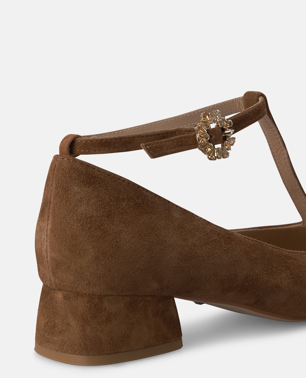 Zapatos de salón de mujer en ante con hebilla de flor - Alma en Pena - Camel Camel-4