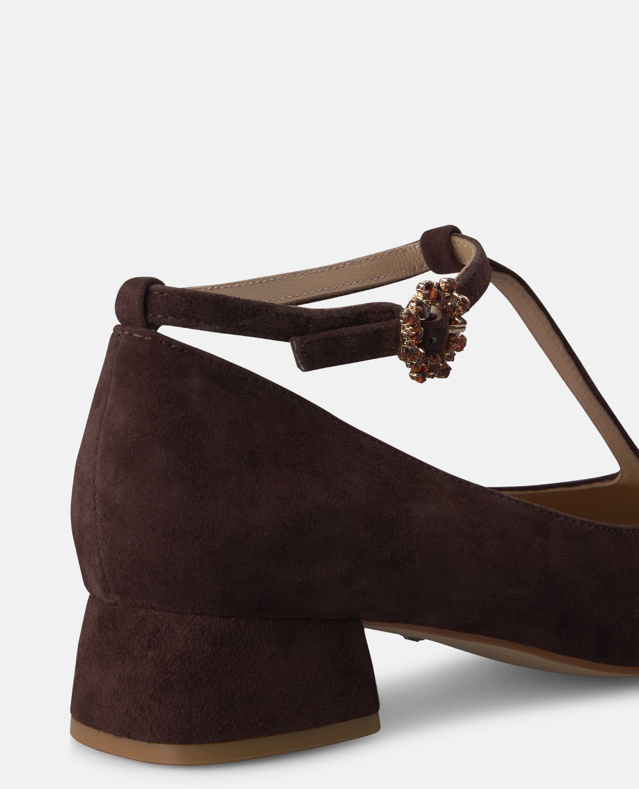 Zapatos de salón de mujer en ante con hebilla de flor - Alma en Pena - Marrón Marrón-4