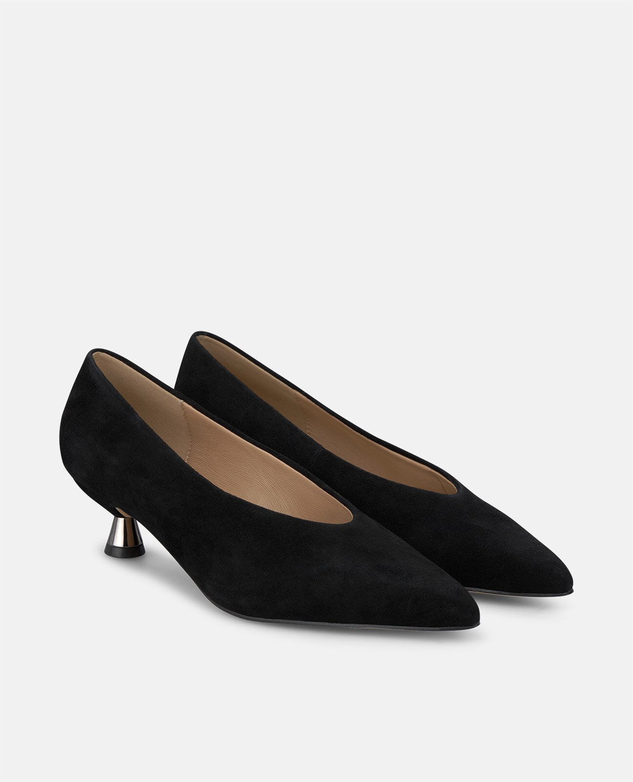 Zapatos de salón de mujer en ante con tacón chupete - Alma en Pena - Negro Negro-3
