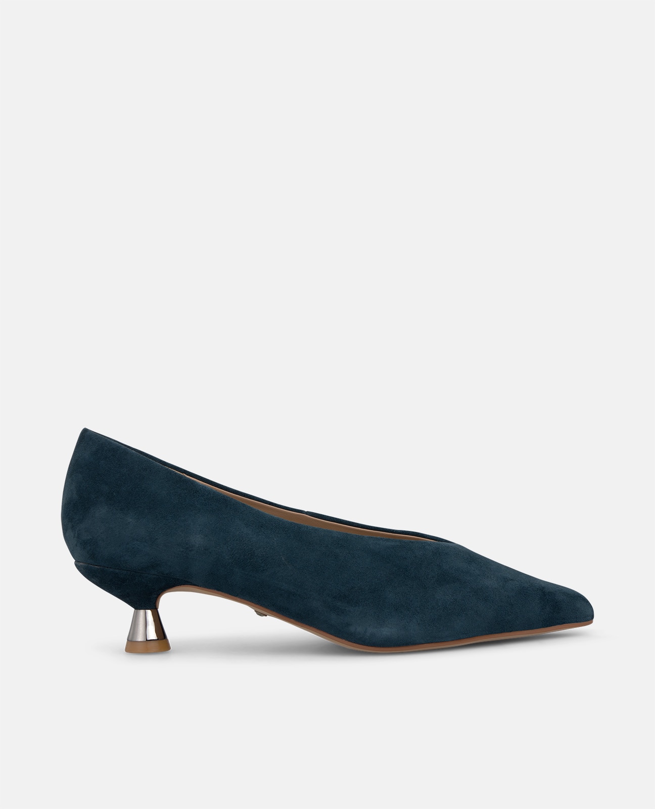 Zapatos de salón de mujer en ante con tacón chupete - Azul marino Azul marino-1