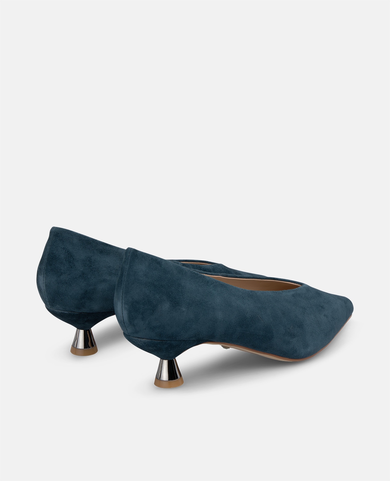 Zapatos de salón de mujer en ante con tacón chupete - Azul marino Azul marino-2