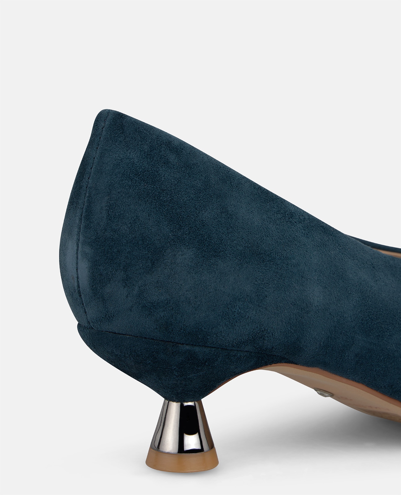 Zapatos de salón de mujer en ante con tacón chupete - Azul marino Azul marino-4