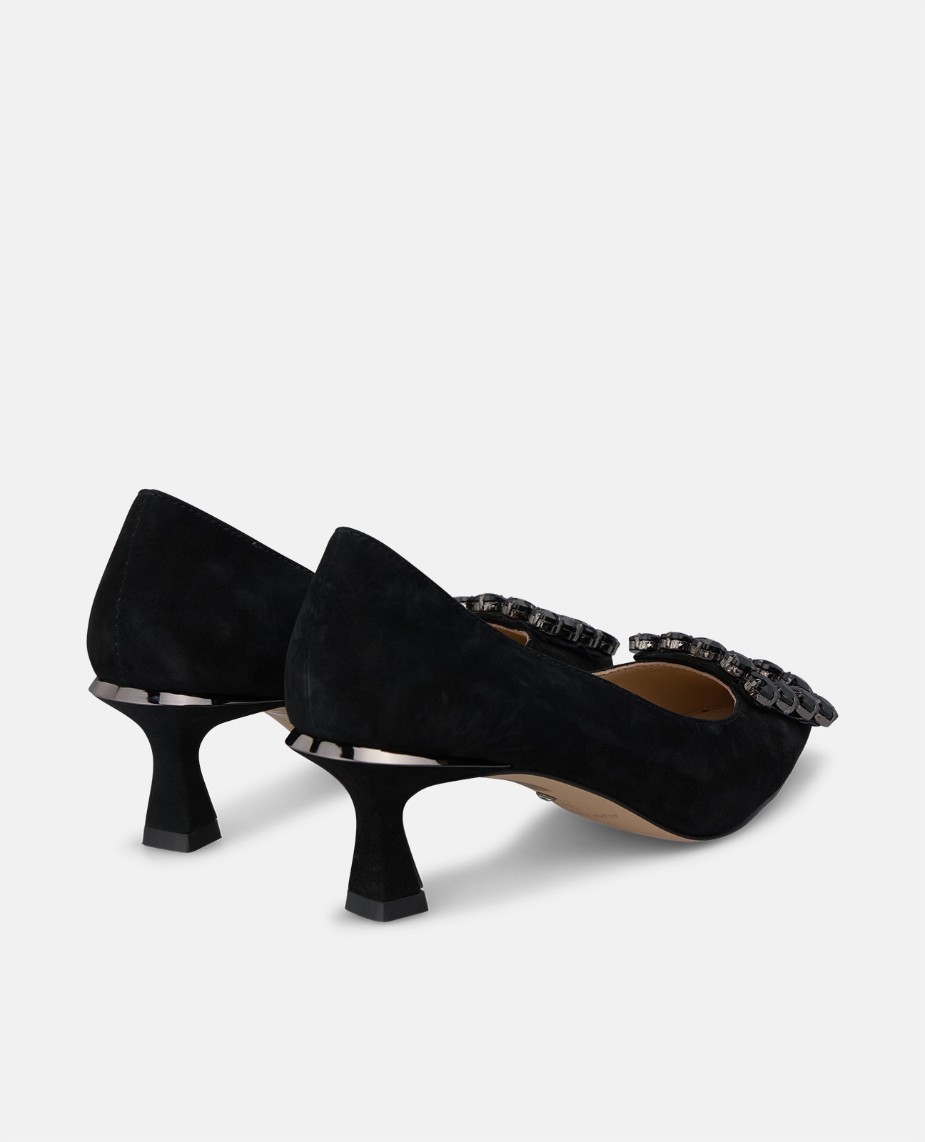 Zapatos de salón de mujer en ante con adorno frontal - Alma en Pena - Negro Negro-2