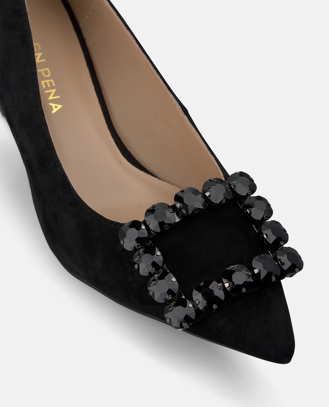 Zapatos de salón de mujer en ante con adorno frontal - Alma en Pena - Negro Negro-4