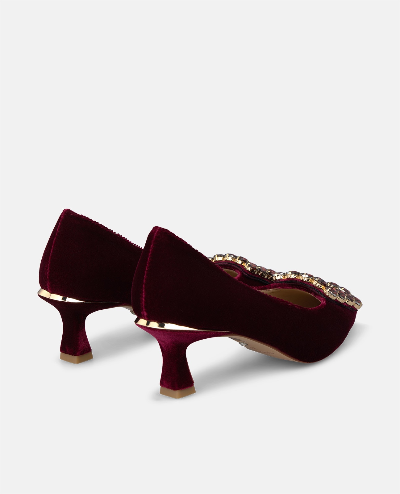 Zapatos de salón de mujer en terciopelo con adorno frontal - Alma en Pena - Burdeos Burdeos-2