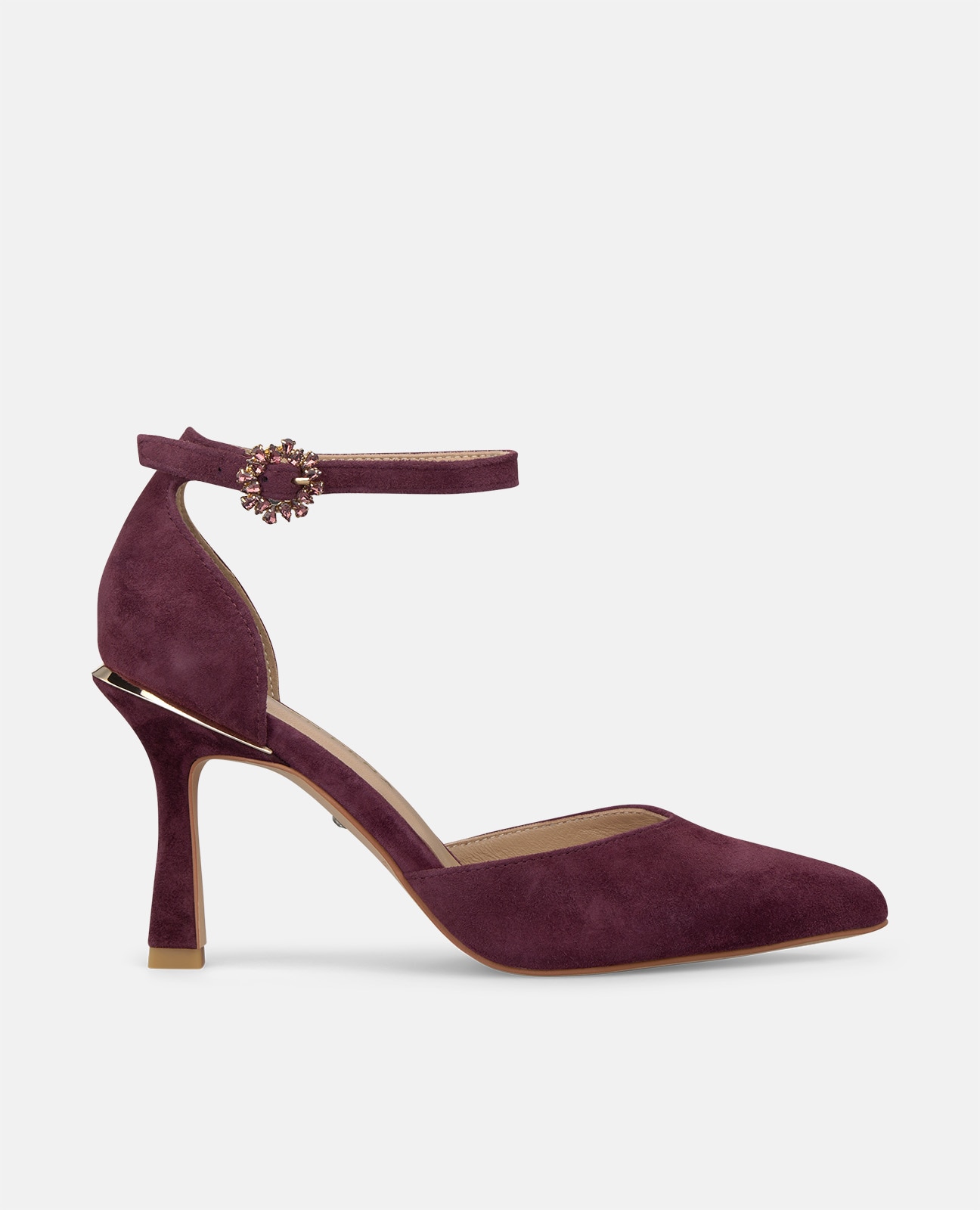 Zapatos de salón de mujer en ante con cierre pulsera - Alma en Pena - Burdeos Burdeos-1