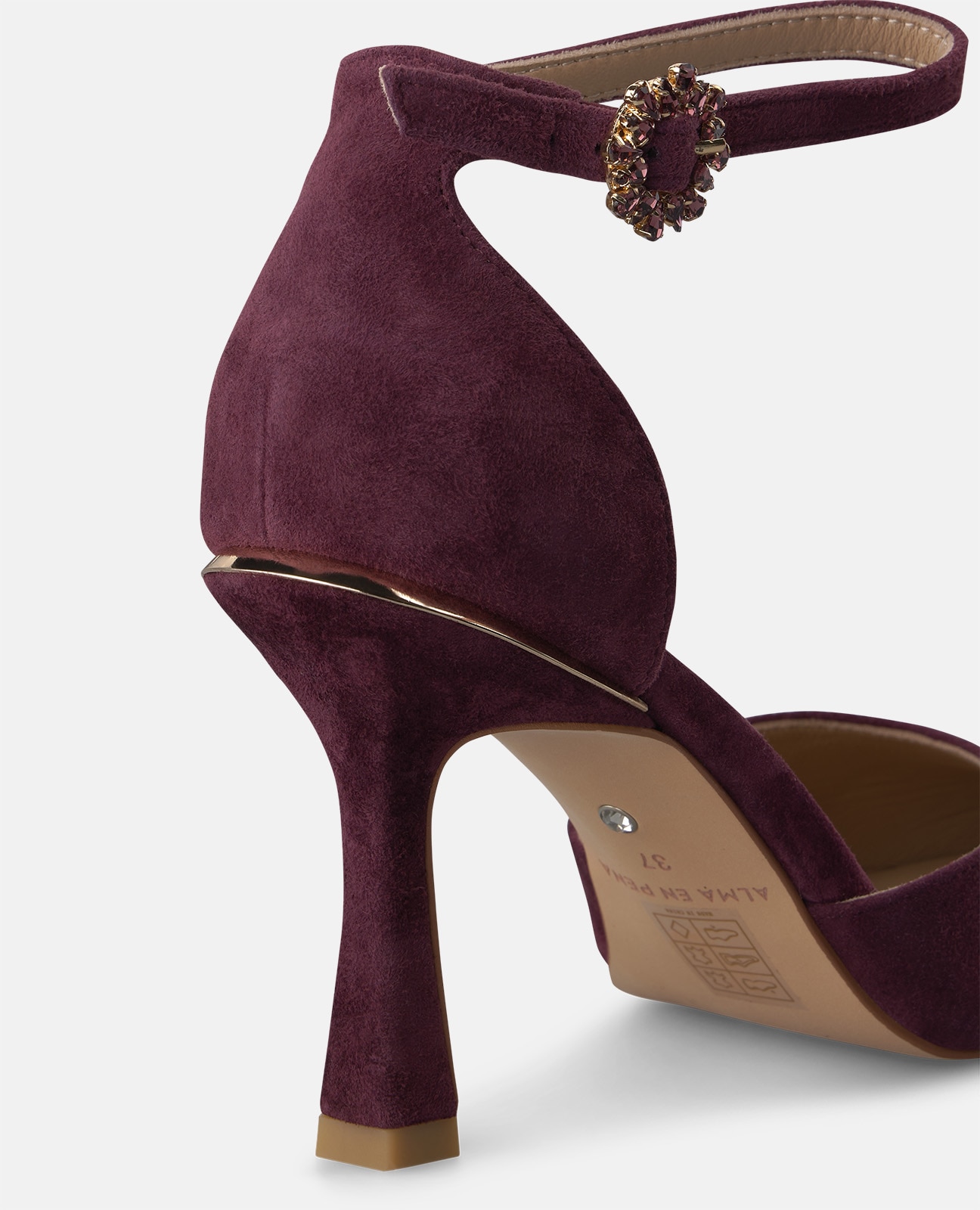 Zapatos de salón de mujer en ante con cierre pulsera - Alma en Pena - Burdeos Burdeos-4