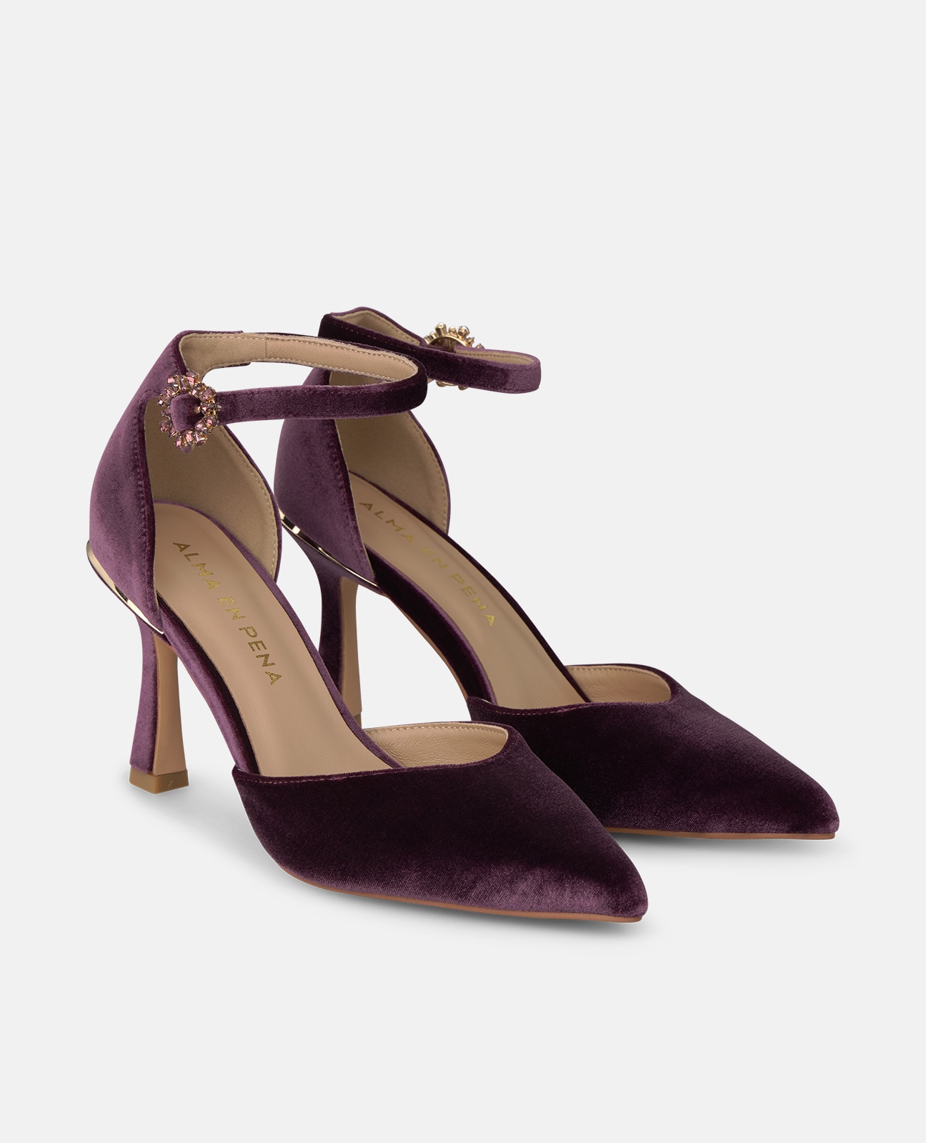 Zapatos de salón de mujer en terciopelo con cierre pulsera - Alma en Pena - Lila Lila-3