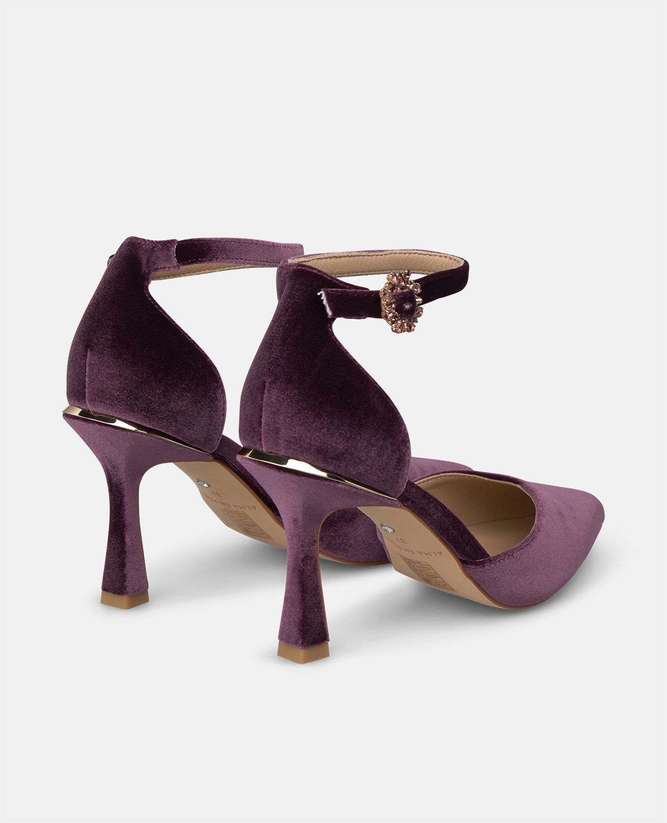 Zapatos de salón de mujer en terciopelo con cierre pulsera - Alma en Pena - Lila Lila-2