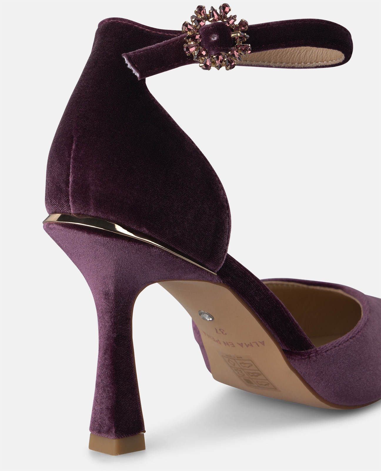 Zapatos de salón de mujer en terciopelo con cierre pulsera - Alma en Pena - Lila Lila-4