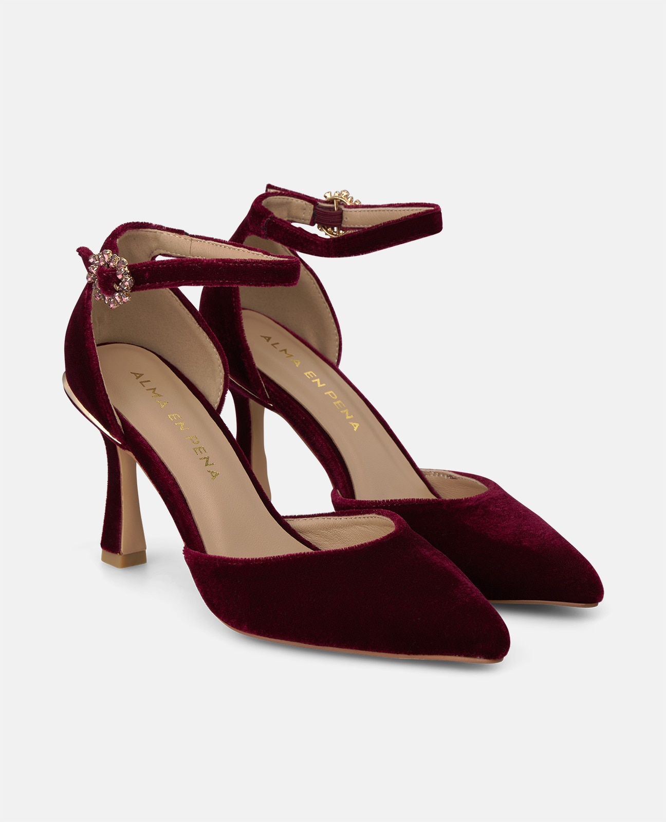 Imagen 3 de Zapatos de salón de mujer en terciopelo con cierre pulsera - Alma en Pena - Burdeos Burdeos
