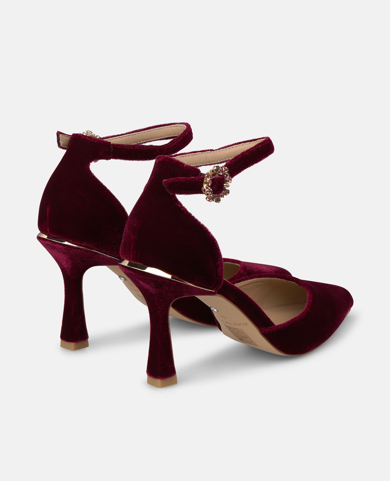 Imagen 2 de Zapatos de salón de mujer en terciopelo con cierre pulsera - Alma en Pena - Burdeos Burdeos