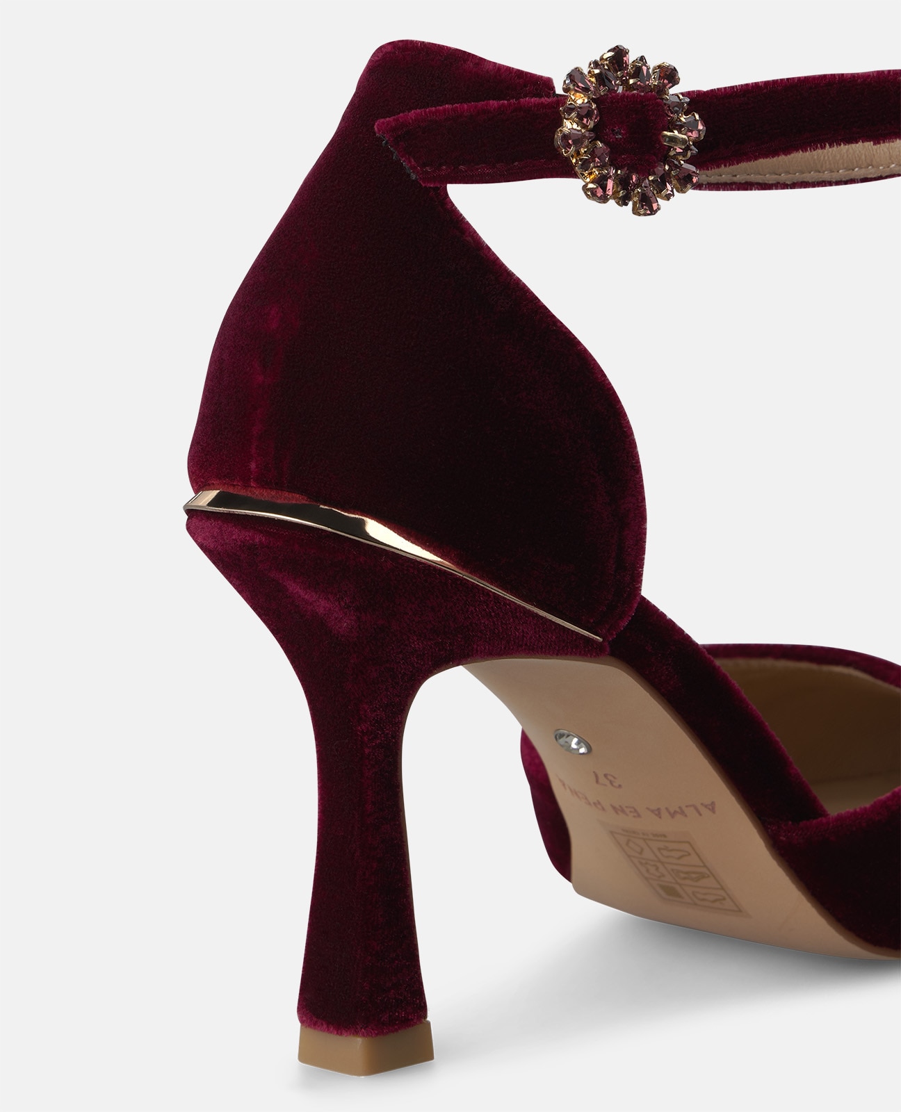 Imagen 4 de Zapatos de salón de mujer en terciopelo con cierre pulsera - Alma en Pena - Burdeos Burdeos