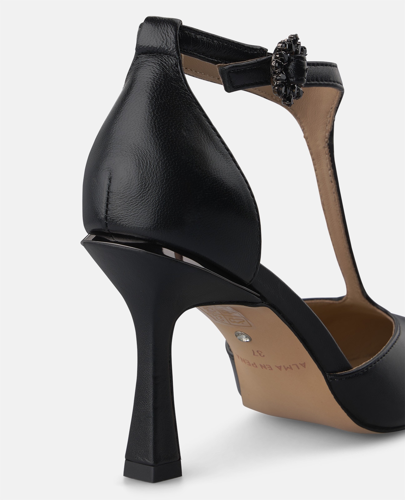 Zapatos de salón de mujer en napa con hebilla de flor - Alma en Pena - Negro Negro-4