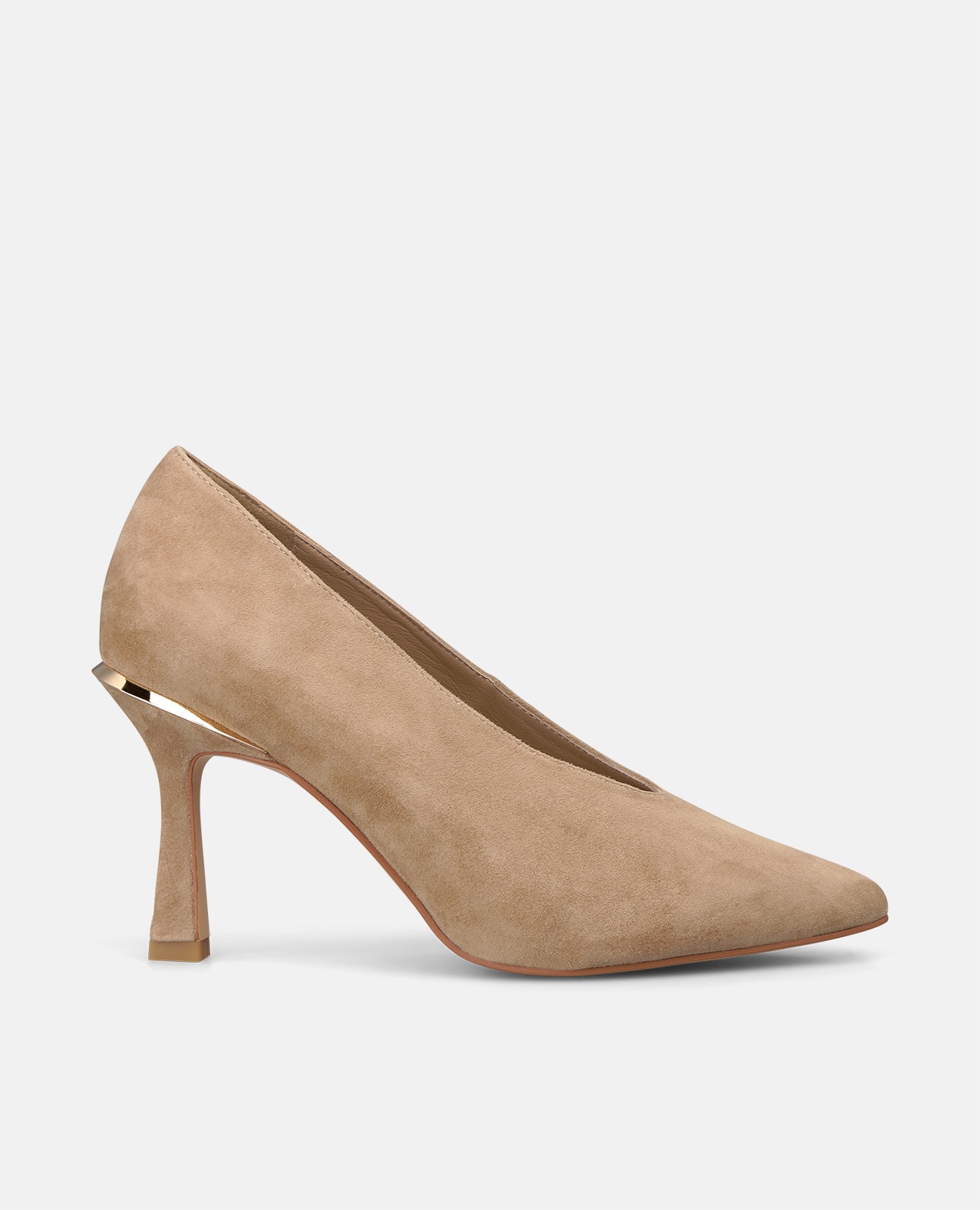 Zapatos de salón de mujer en ante con tacón aguja - Arena Arena-1