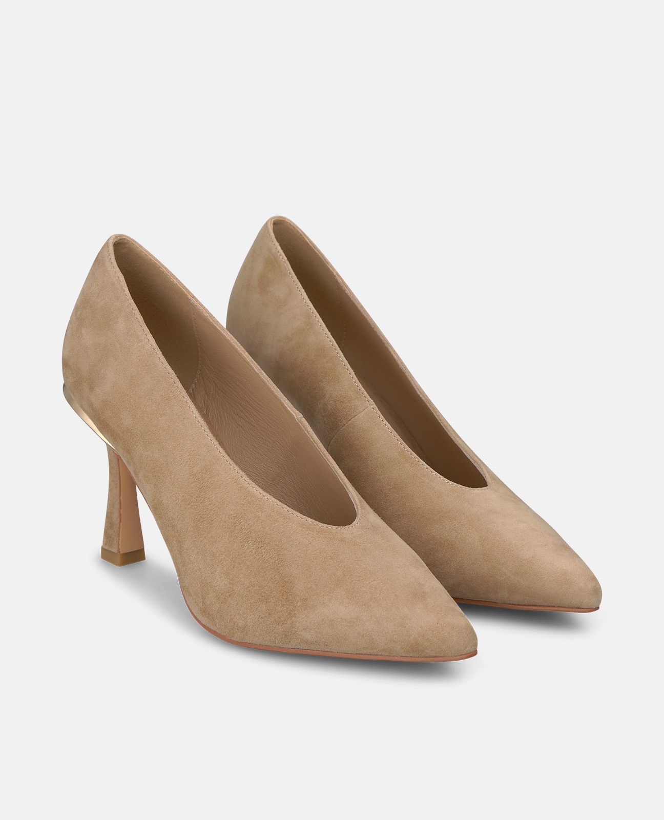 Zapatos de salón de mujer en ante con tacón aguja - Arena Arena-3