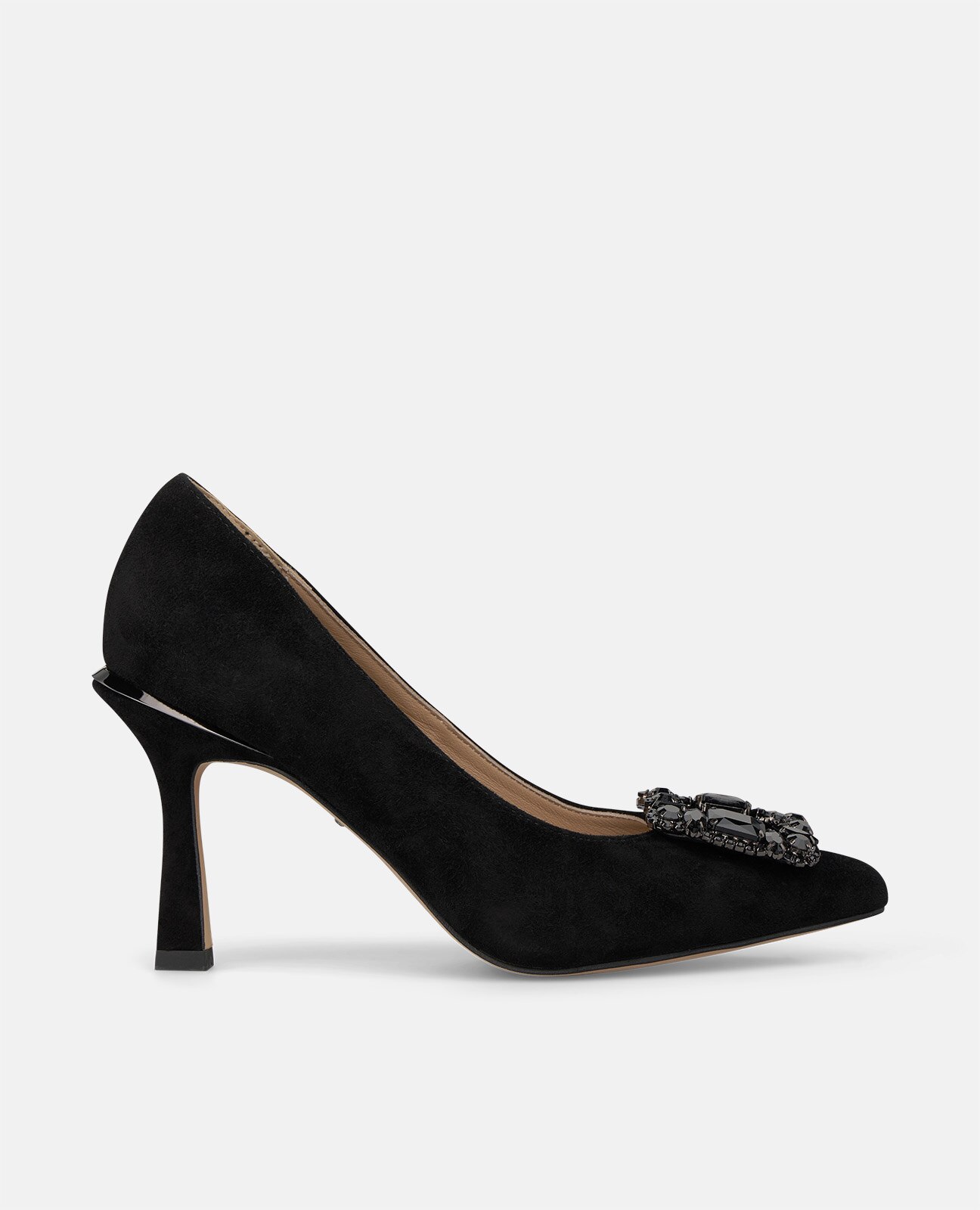 Zapatos de salón de mujer en ante con adorno frontal - Alma en Pena - Negro Negro-1