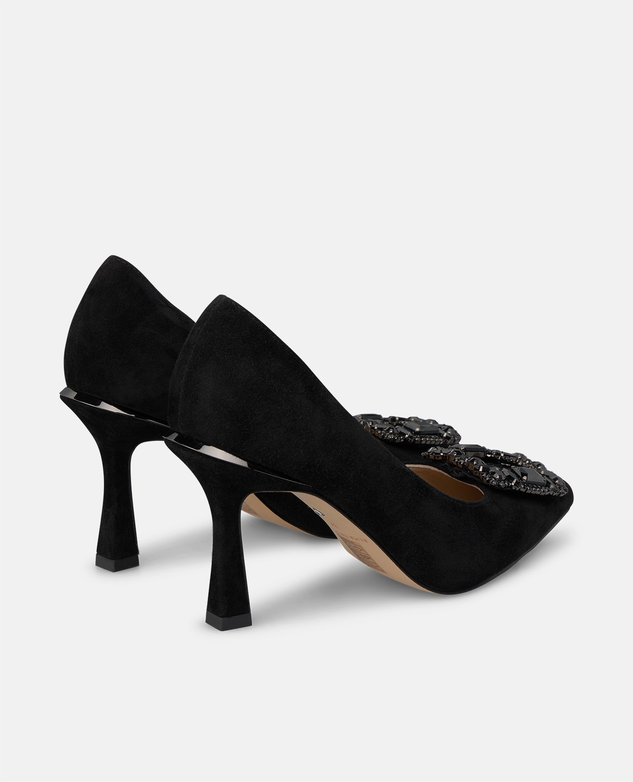 Zapatos de salón de mujer en ante con adorno frontal - Alma en Pena - Negro Negro-2