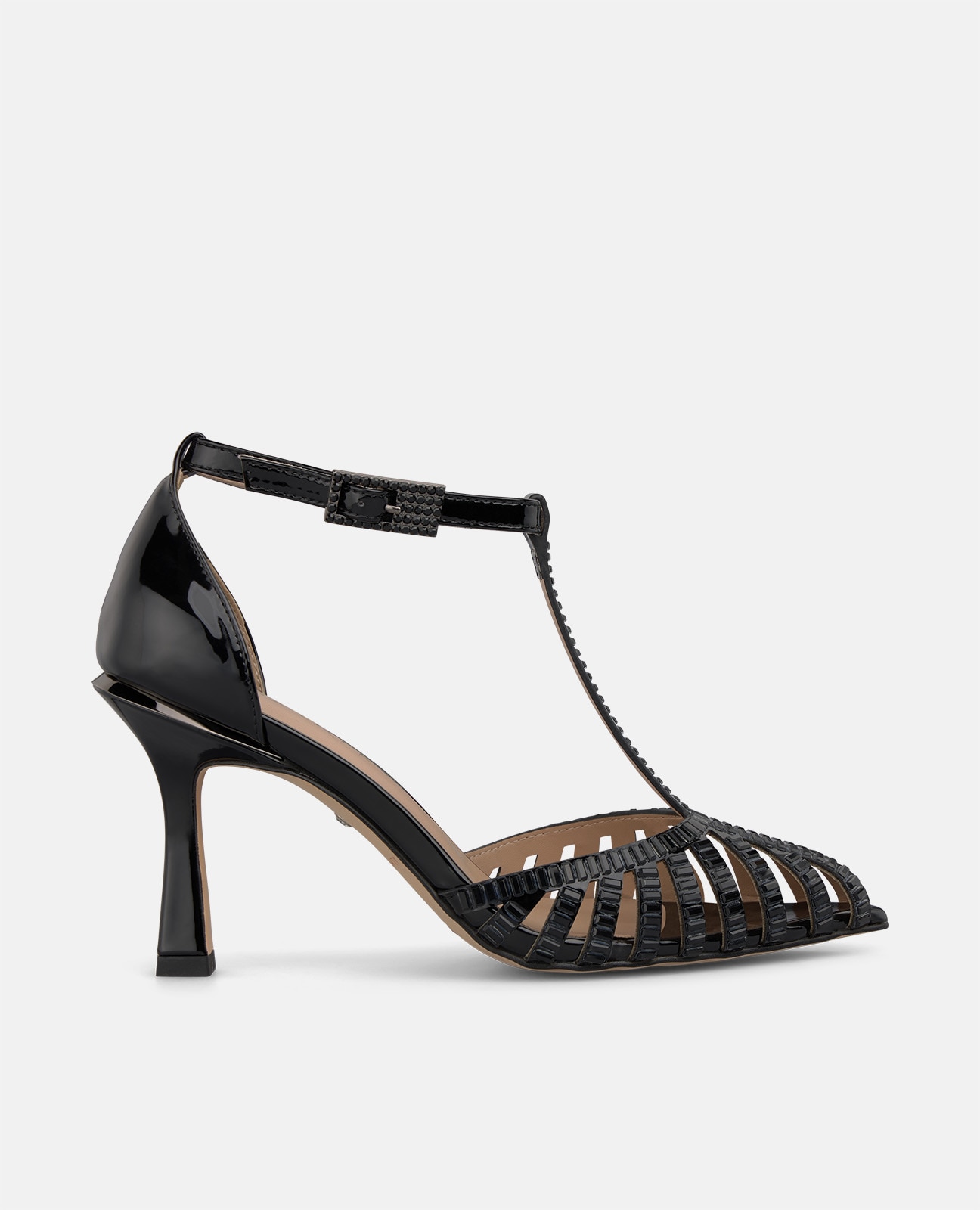 Zapato de salón de mujer metalizado con rejilla - Alma en Pena - Negro Negro-1
