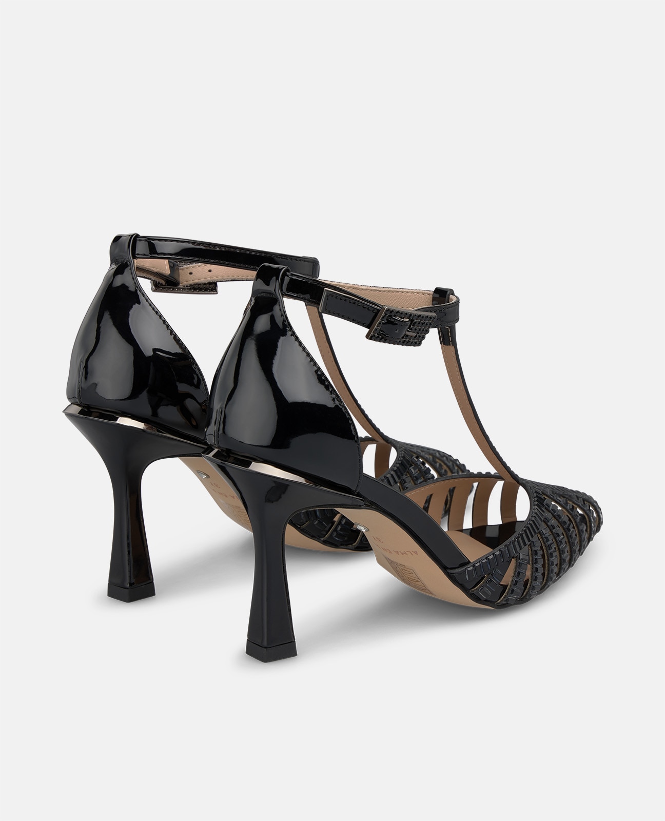 Zapato de salón de mujer metalizado con rejilla - Alma en Pena - Negro Negro-2