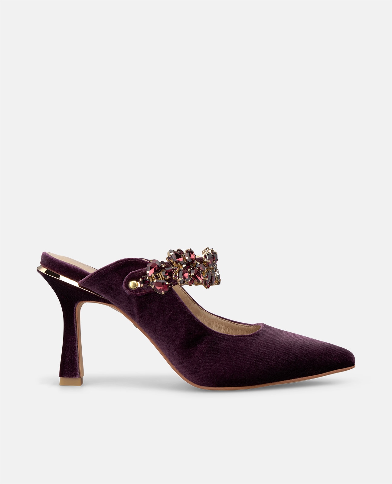 Zapato de salón de mujer destalonado en terciopelo - Lila Lila-1