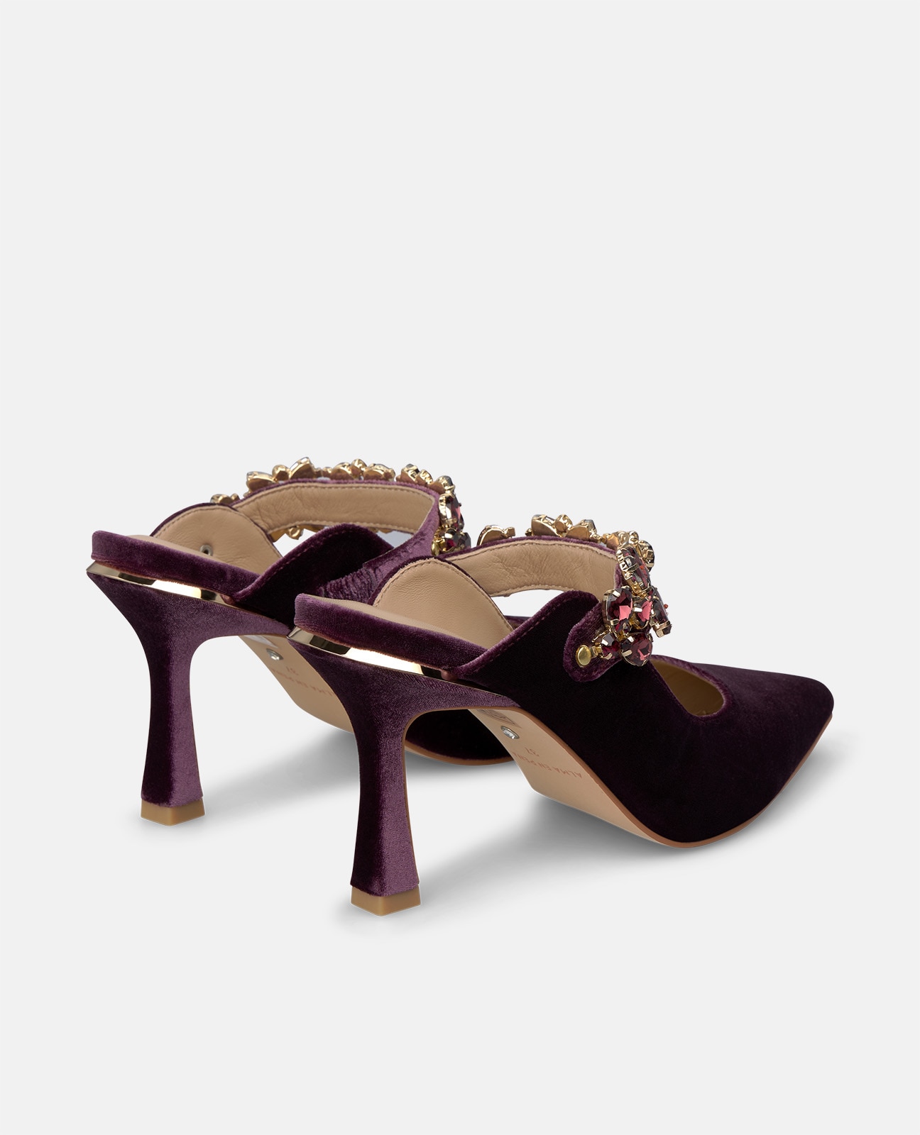 Zapato de salón de mujer destalonado en terciopelo - Lila Lila-2