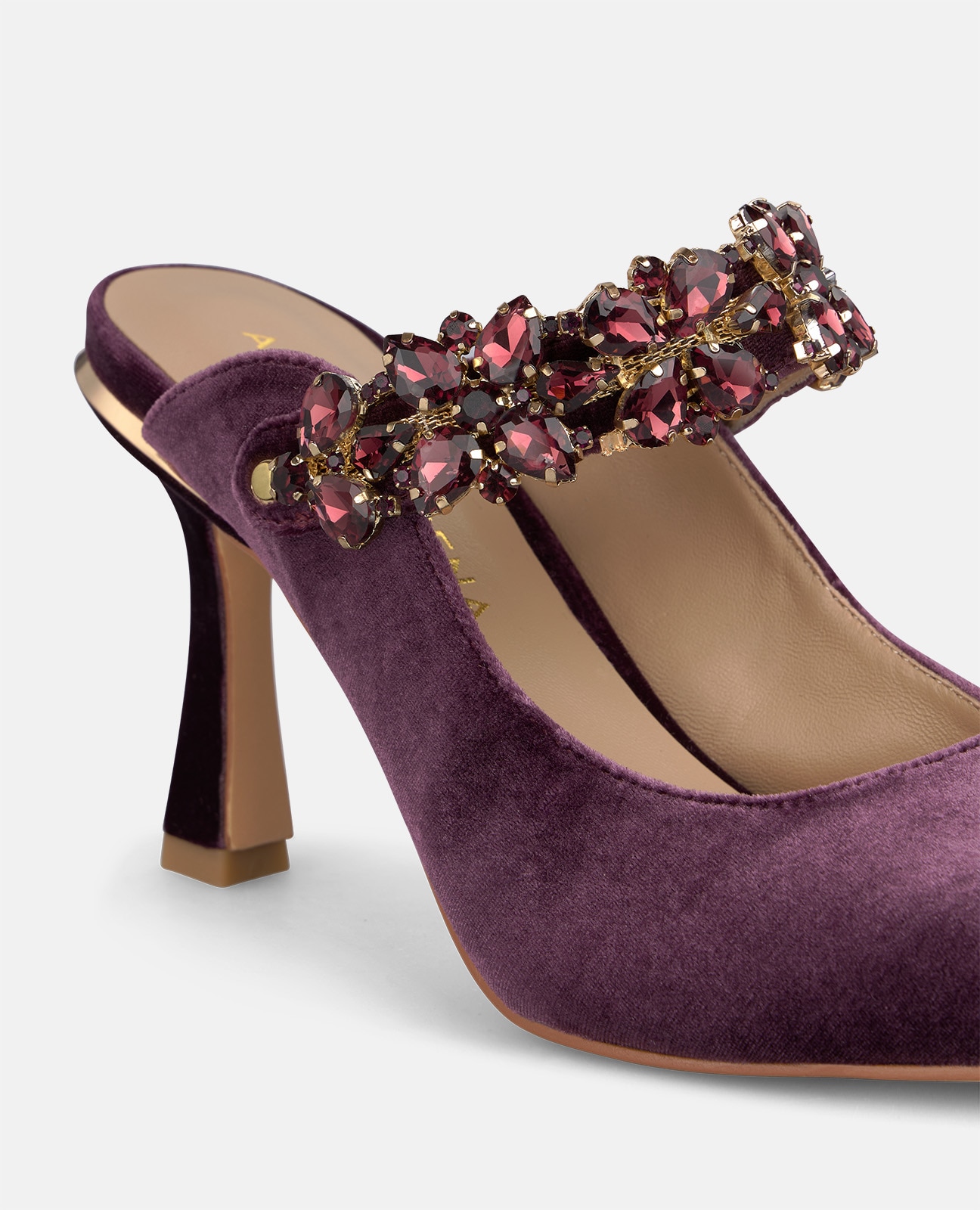 Zapato de salón de mujer destalonado en terciopelo - Lila Lila-4