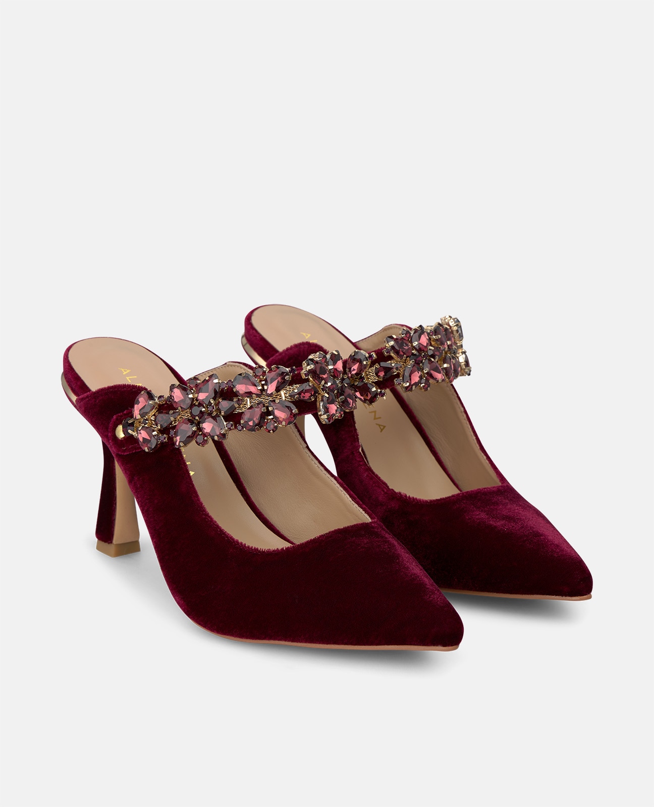 Zapato de salón de mujer destalonado en terciopelo - Alma en Pena - Burdeos Burdeos-3