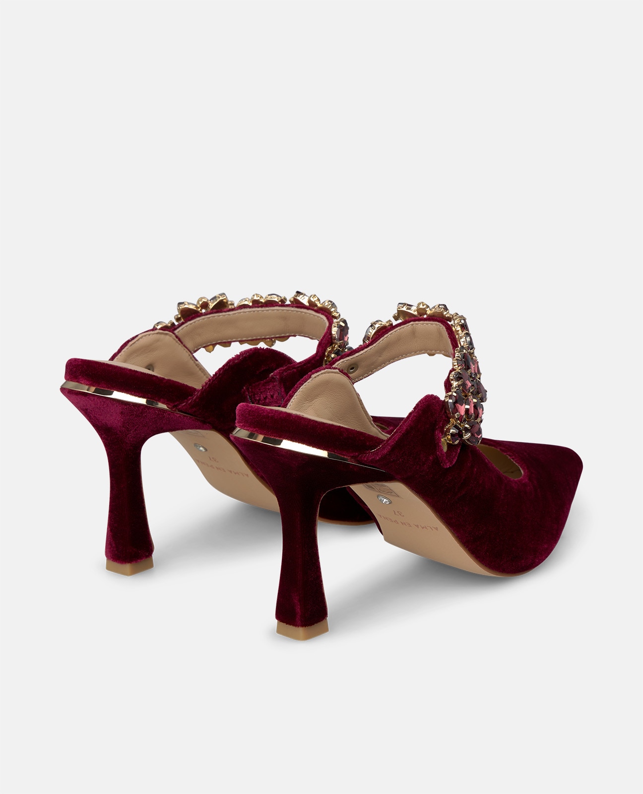Zapato de salón de mujer destalonado en terciopelo - Alma en Pena - Burdeos Burdeos-2