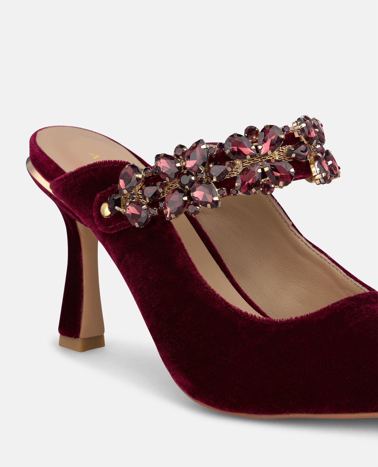 Zapato de salón de mujer destalonado en terciopelo - Alma en Pena - Burdeos Burdeos-4