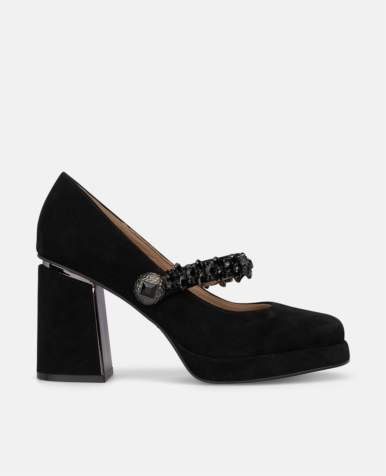 Zapato de salón de mujer en ante con plataforma - Alma en Pena - Negro Negro-1
