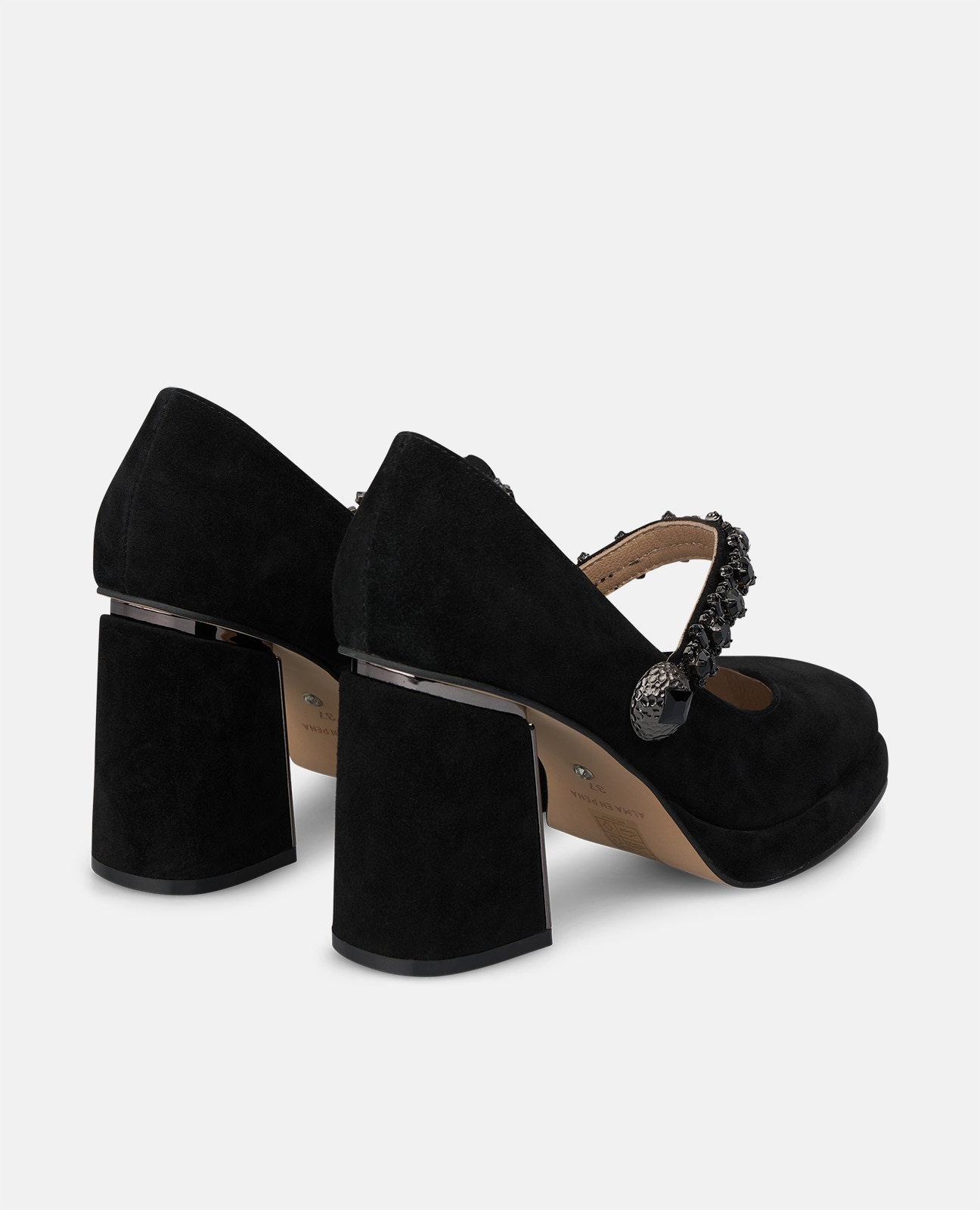 Zapato de salón de mujer en ante con plataforma - Alma en Pena - Negro Negro-2