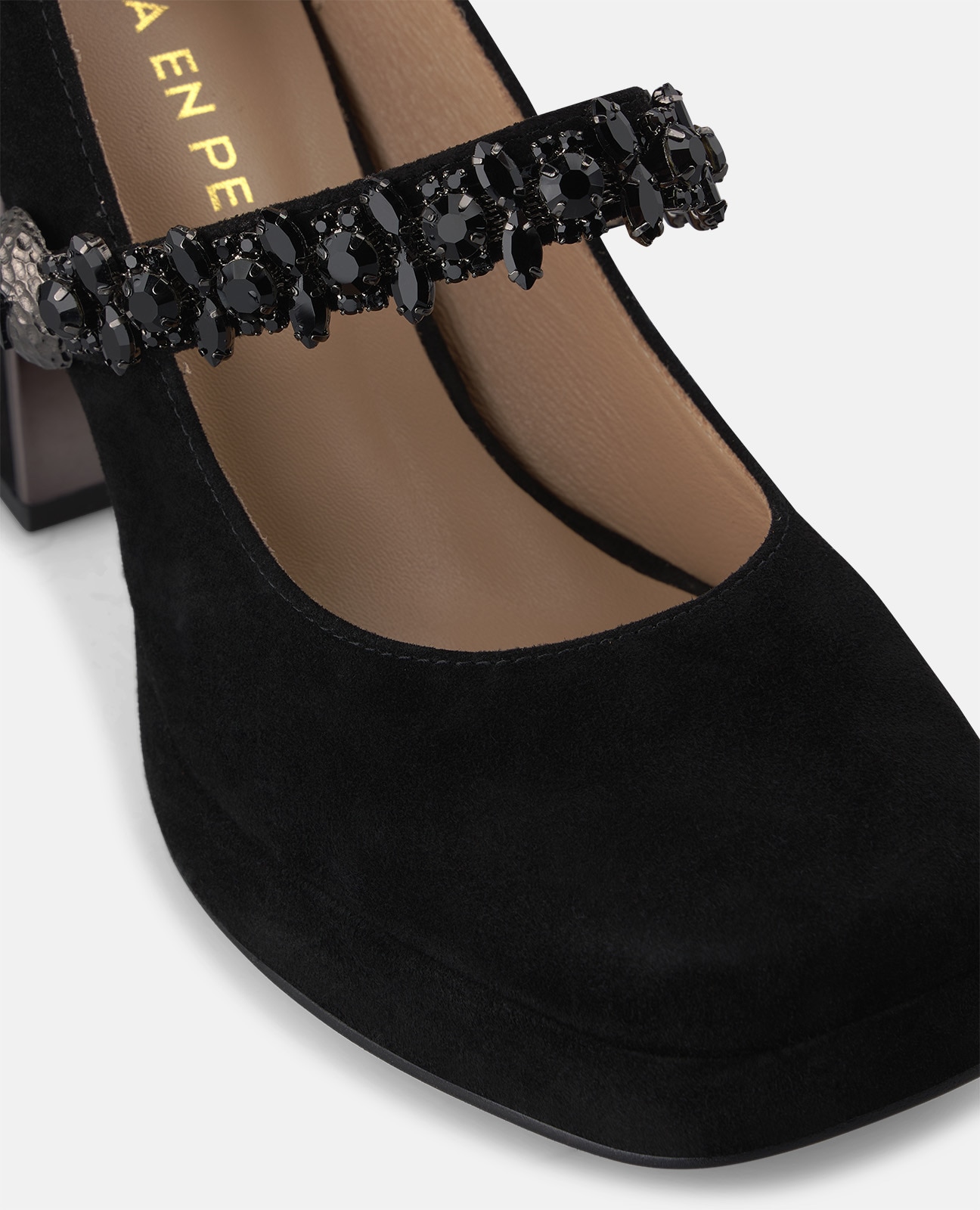 Zapato de salón de mujer en ante con plataforma - Alma en Pena - Negro Negro-4