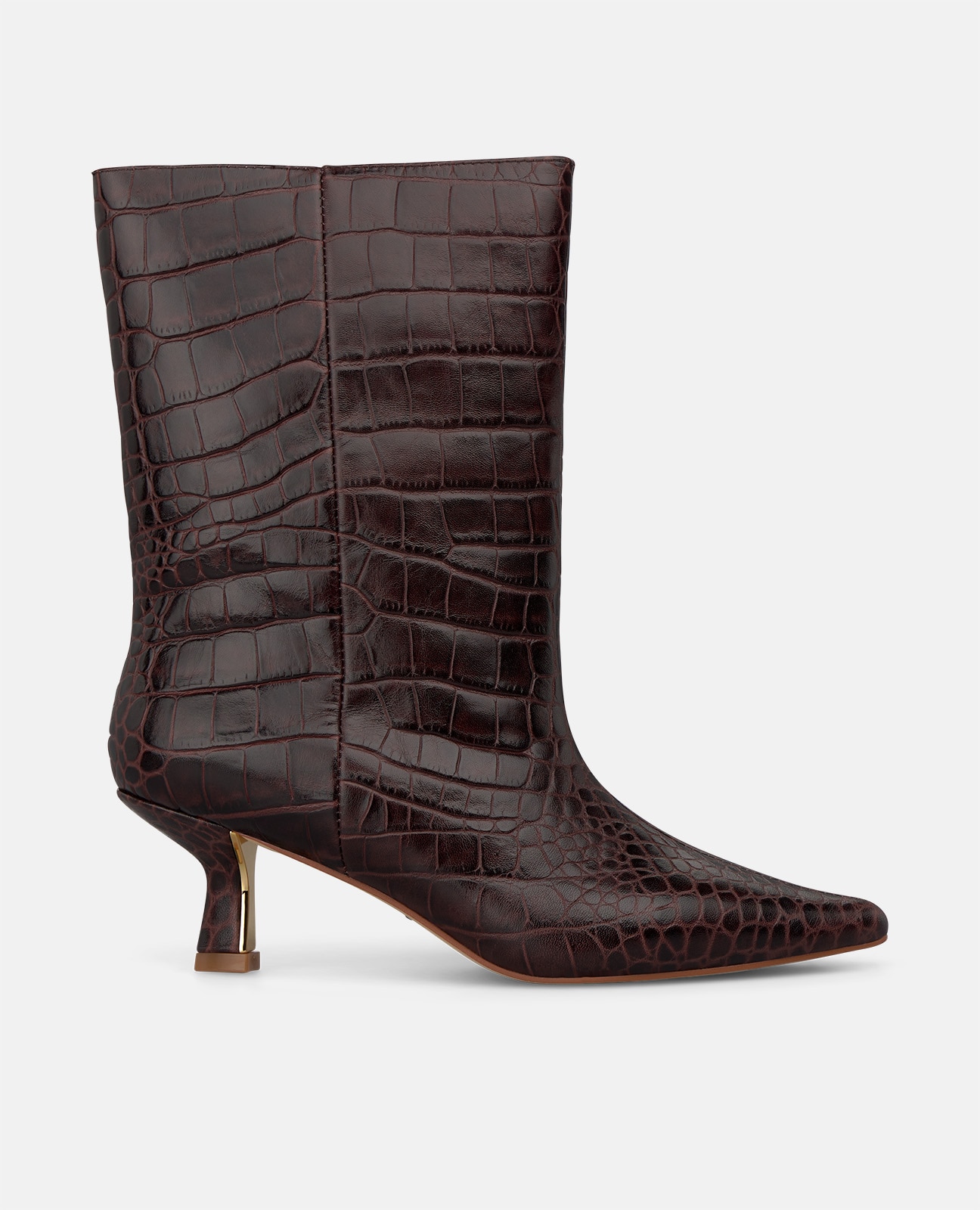 Botines básicos de mujer en piel con efecto cocodrilo - Alma en Pena - Marrón Marrón-1