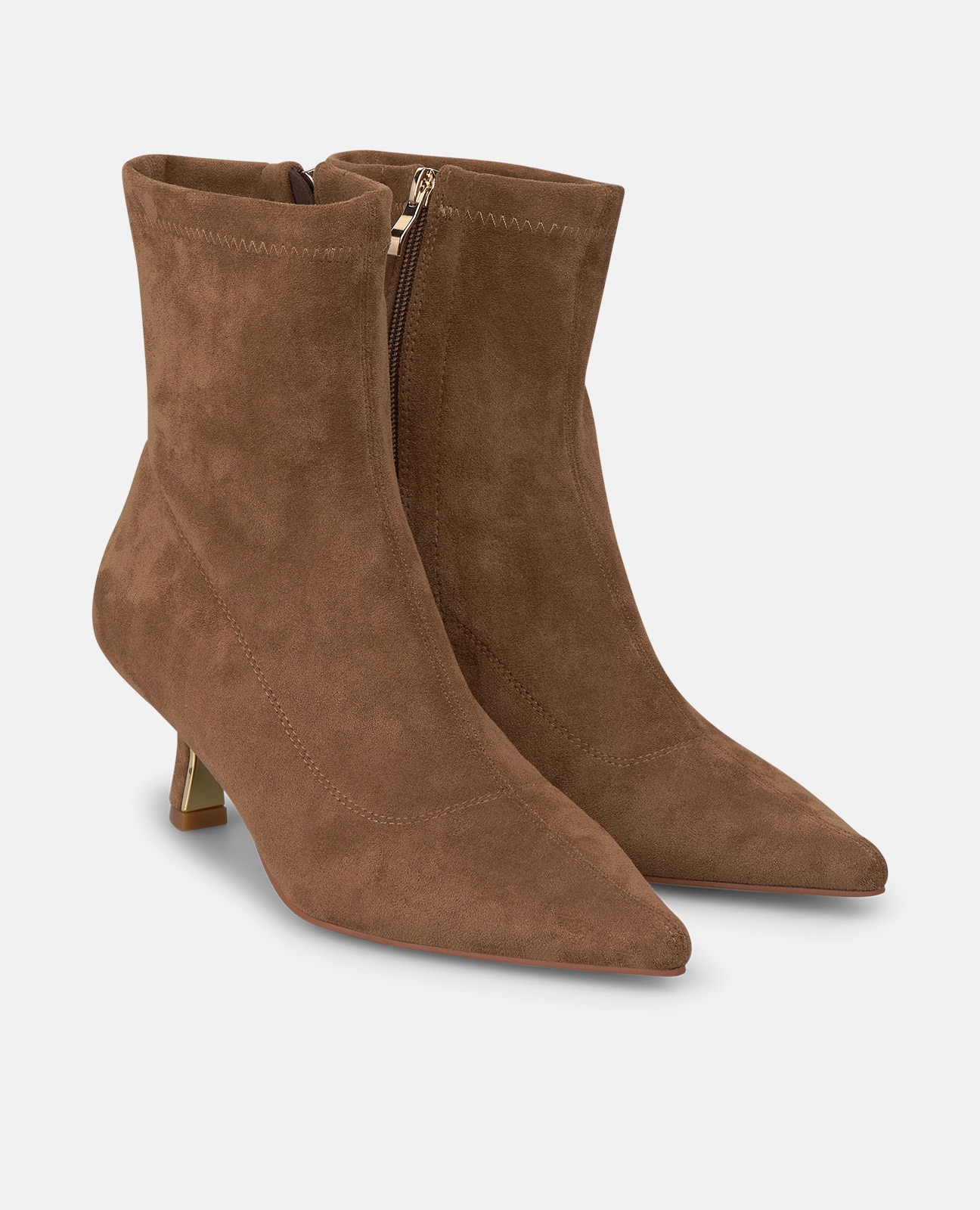 Botines básicos de mujer con cierre de cremallera y tacón mini - Alma en Pena - Camel Camel-3