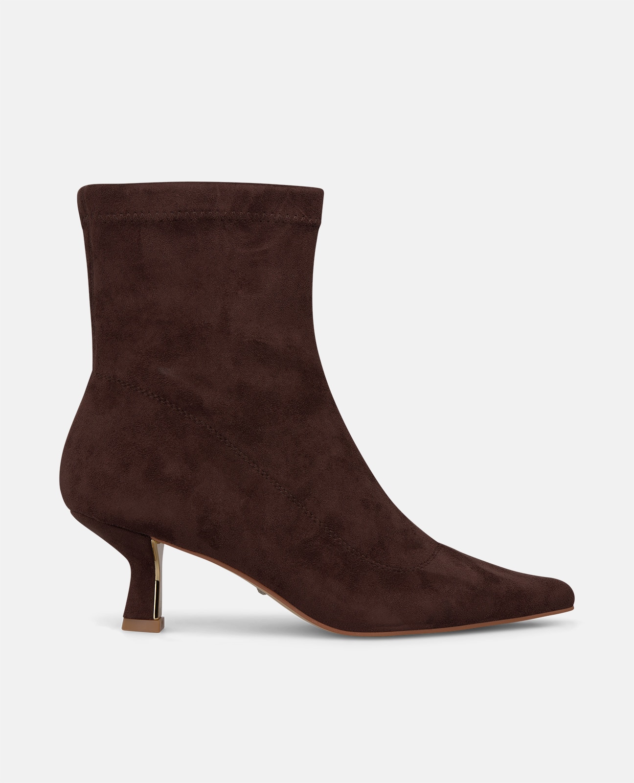 Botines básicos de mujer con cierre de cremallera y tacón mini - Marrón Marrón-1