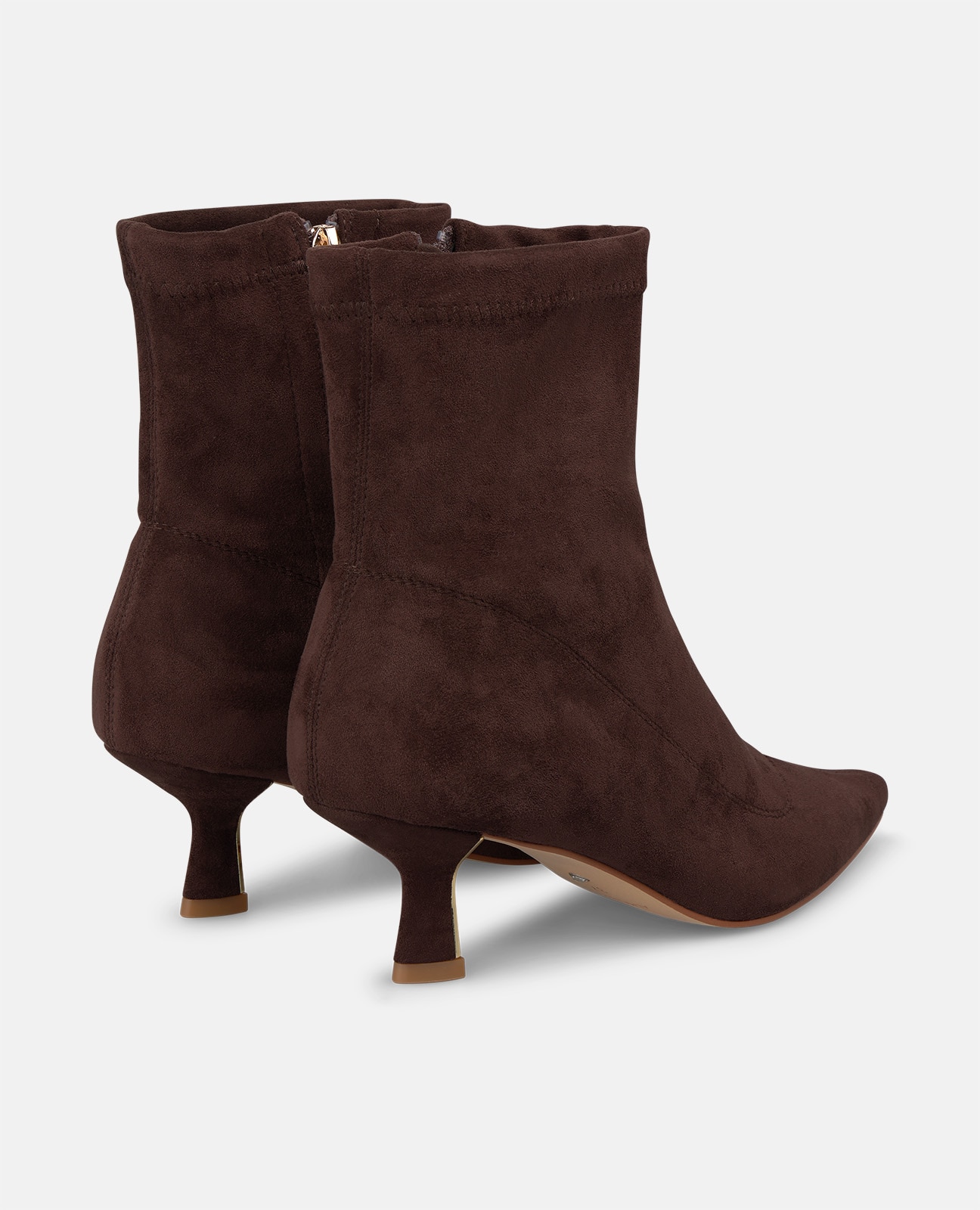 Botines básicos de mujer con cierre de cremallera y tacón mini - Marrón Marrón-3