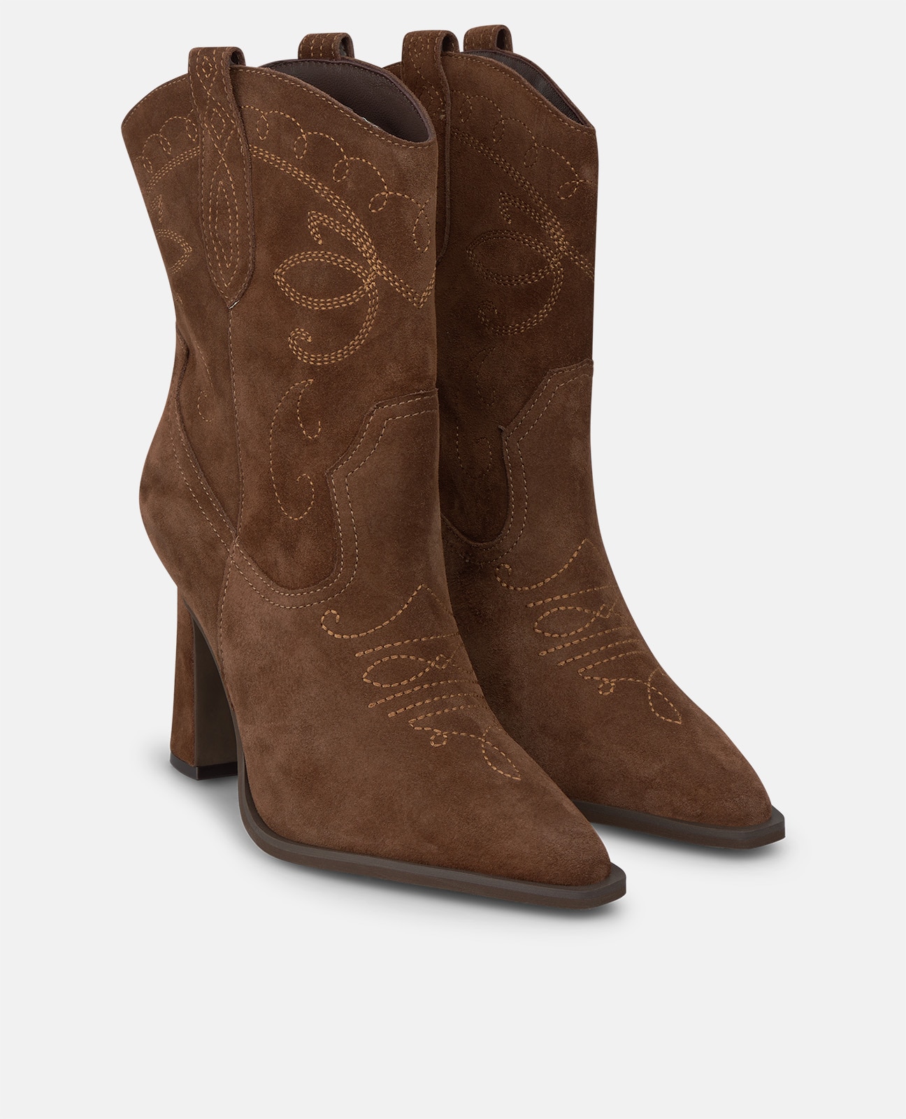 Botines cowboy de mujer en piel con detalles bordados - Alma en Pena - Camel Camel-3