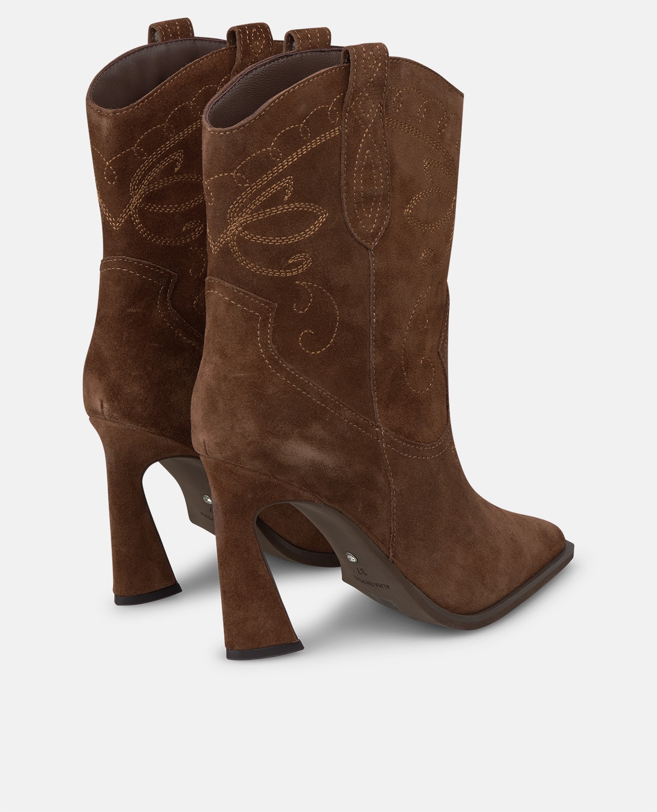 Botines cowboy de mujer en piel con detalles bordados - Alma en Pena - Camel Camel-2