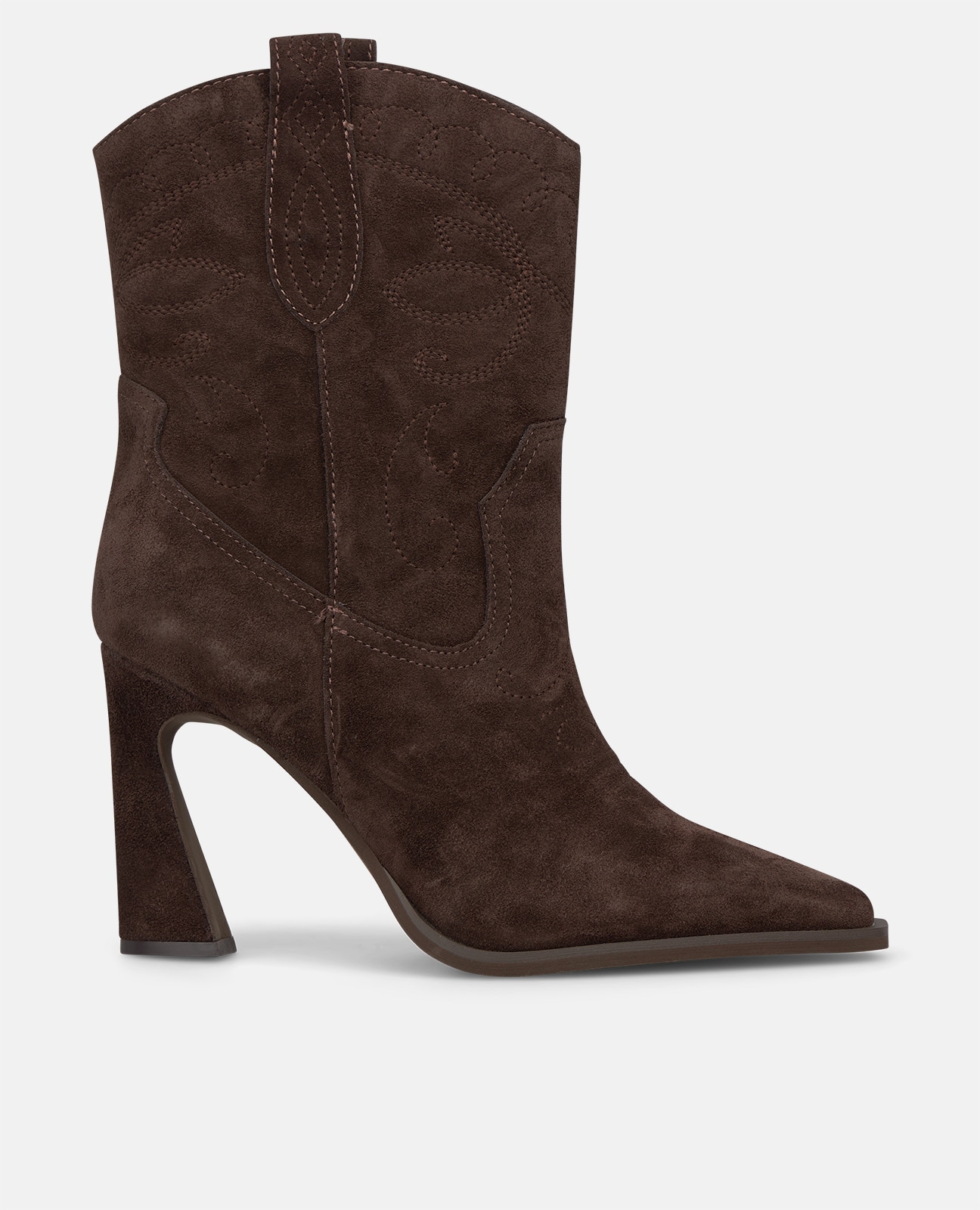 Botines cowboy de mujer en piel con detalles bordados - Alma en Pena - Marrón Marrón-1