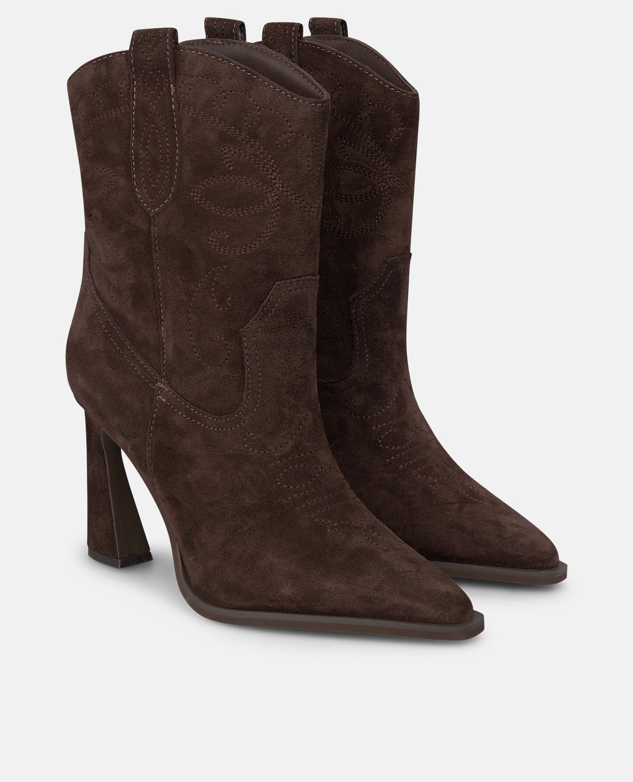 Botines cowboy de mujer en piel con detalles bordados - Alma en Pena - Marrón Marrón-3